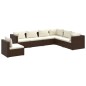 vidaXL Set muebles de jardín 7 piezas y cojines ratán sintético marrón vidaXL Set muebles de jardín 7 piezas y cojines ratán sintético marrón