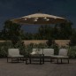 vidaXL Sombrilla voladiza con luces LED y poste acero 300 cm gris topo vidaXL Sombrilla voladiza con luces LED y poste acero 300 cm gris topo