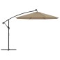 vidaXL Sombrilla voladiza con luces LED y poste acero 300 cm gris topo vidaXL Sombrilla voladiza con luces LED y poste acero 300 cm gris topo
