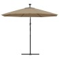 vidaXL Sombrilla voladiza con luces LED y poste acero 300 cm gris topo vidaXL Sombrilla voladiza con luces LED y poste acero 300 cm gris topo
