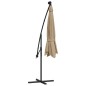 vidaXL Sombrilla voladiza con luces LED y poste acero 300 cm gris topo vidaXL Sombrilla voladiza con luces LED y poste acero 300 cm gris topo