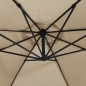 vidaXL Sombrilla voladiza con luces LED y poste acero 300 cm gris topo vidaXL Sombrilla voladiza con luces LED y poste acero 300 cm gris topo