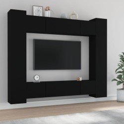 vidaXL Set de muebles para TV 8 piezas madera contrachapada negro