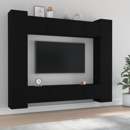 vidaXL Set de muebles para TV 8 piezas madera contrachapada negro