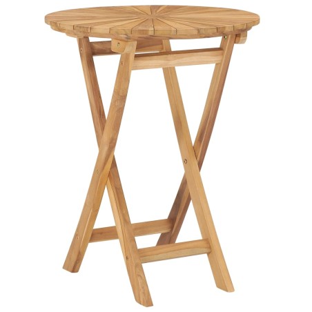 vidaXL Mesa de jardín plegable madera maciza de teca Ø 60 cm 