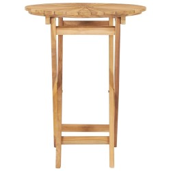 vidaXL Mesa de jardín plegable madera maciza de teca Ø 60 cm 