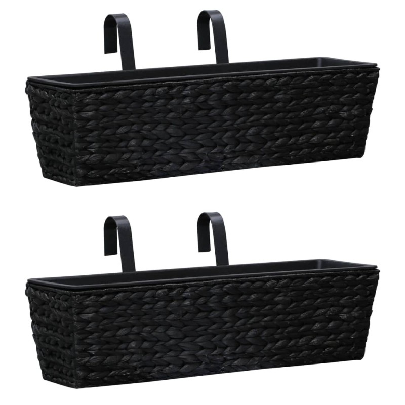 vidaXL Conjunto de jardineras 2 unidades jacinto de agua negro vidaXL Conjunto de jardineras 2 unidades jacinto de agua negro