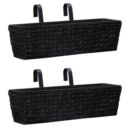 vidaXL Conjunto de jardineras 2 unidades jacinto de agua negro 