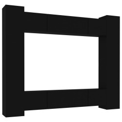 vidaXL Set de muebles para TV 8 piezas madera contrachapada negro