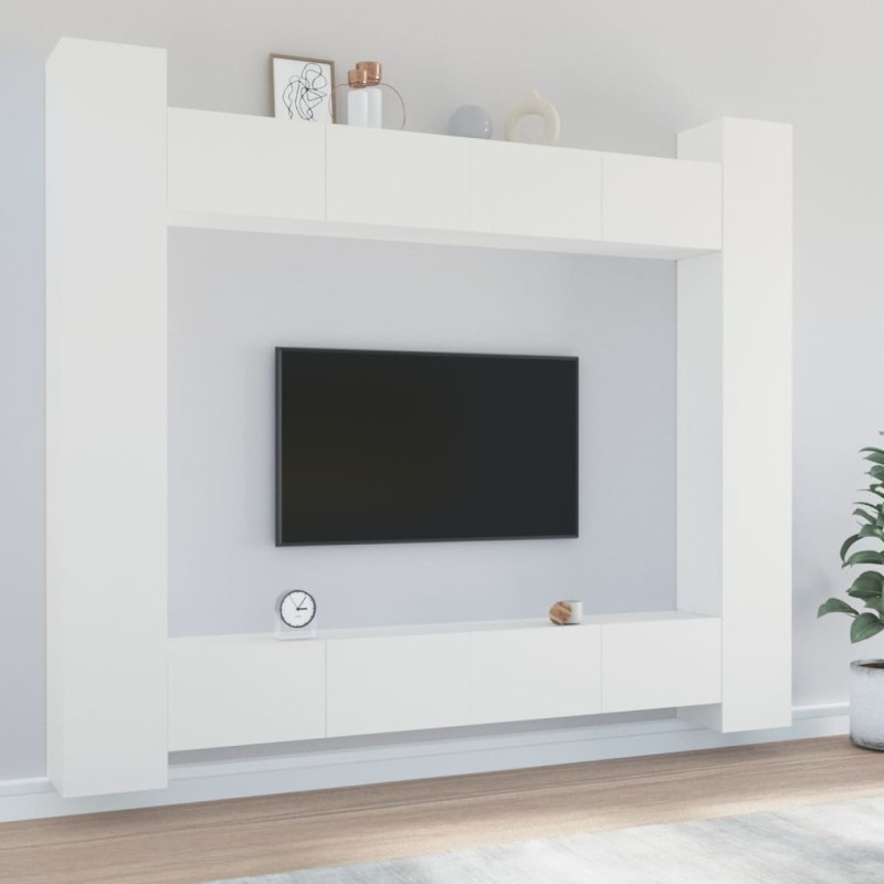 vidaXL Set de muebles para TV 8 piezas madera contrachapada blanco