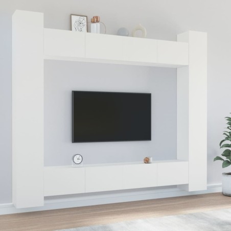 vidaXL Set de muebles para TV 8 piezas madera contrachapada blanco