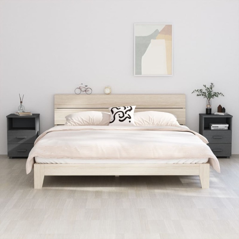 vidaXL Mesitas noche 2 uds HAMAR pino macizo gris oscuro 40x35x62 cm vidaXL Mesitas noche 2 uds HAMAR pino macizo gris oscuro 40x35x62 cm