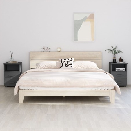 vidaXL Mesitas noche 2 uds HAMAR pino macizo gris oscuro 40x35x62 cm