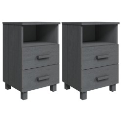 vidaXL Mesitas noche 2 uds HAMAR pino macizo gris oscuro 40x35x62 cm