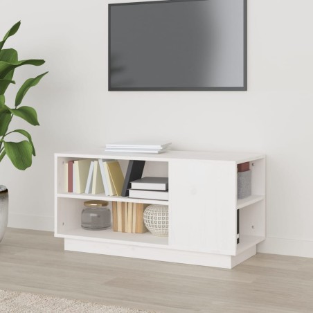 vidaXL Mueble de TV madera maciza de pino blanco 80x35x40,5 cm