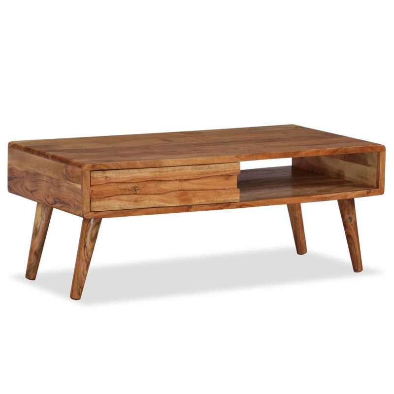 vidaXL Mesa de centro madera maciza de acacia con cajón 100x50x40 cm vidaXL Mesa de centro madera maciza de acacia con cajón 100x50x40 cm