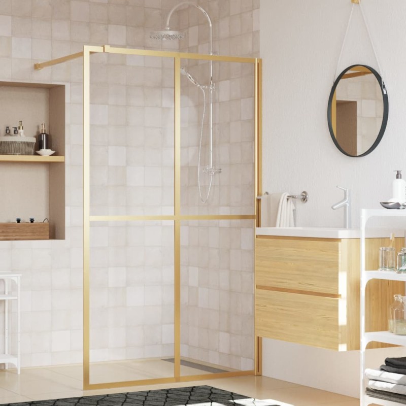vidaXL Mampara puerta ducha vidrio transparente ESG dorado 118x195 cm vidaXL Mampara puerta ducha vidrio transparente ESG dorado 118x195 cm