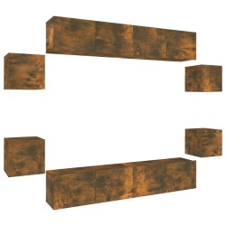 vidaXL Set de muebles de TV 8 pzas madera contrachapada roble ahumado