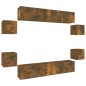vidaXL Set de muebles de TV 8 pzas madera contrachapada roble ahumado