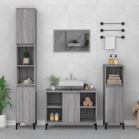 vidaXL Armario de lavabo madera contrachapada gris Sonoma 80x33x60 cm