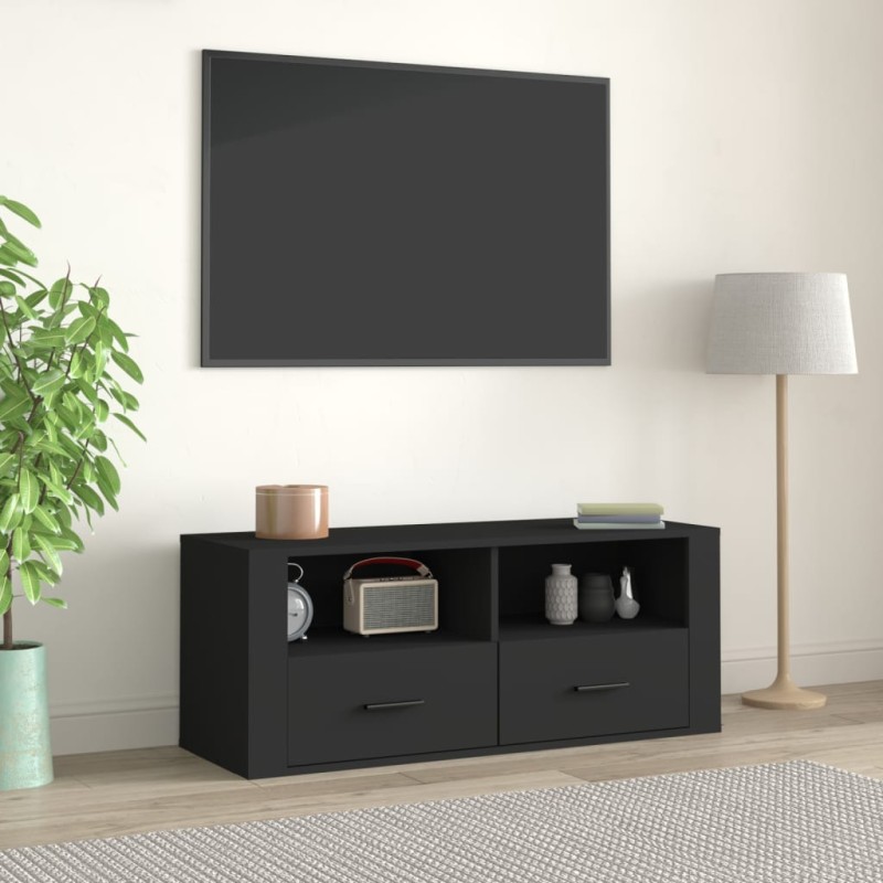 vidaXL Mueble para TV madera contrachapada negra 100x35x40 cm