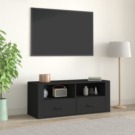 vidaXL Mueble para TV madera contrachapada negra 100x35x40 cm