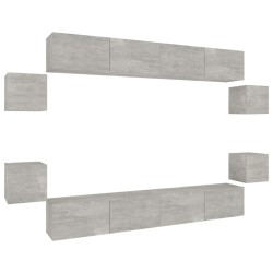 vidaXL Set de muebles de TV 8 pzas madera contrachapada gris hormigón