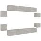 vidaXL Set de muebles de TV 8 pzas madera contrachapada gris hormigón