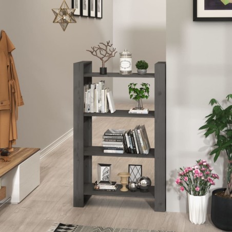 vidaXL Estantería/divisor de espacios madera de pino gris 80x35x125 cm