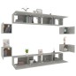 vidaXL Set de muebles de TV 8 pzas madera contrachapada gris hormigón