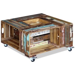 vidaXL Mesa de centro madera maciza reciclada 70x70x35 cm