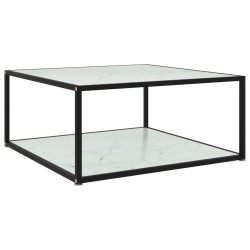 vidaXL Mesa de centro vidrio templado blanco 80x80x35 cm