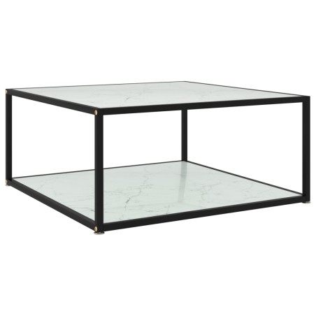 vidaXL Mesa de centro vidrio templado blanco 80x80x35 cm