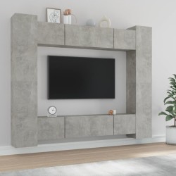vidaXL Set de muebles de TV 8 pzas madera contrachapada gris hormigón