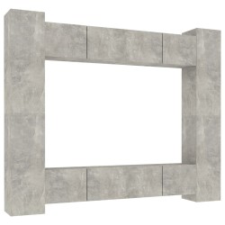 vidaXL Set de muebles de TV 8 pzas madera contrachapada gris hormigón
