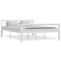 vidaXL Estructura de cama de metal blanco y negro 140x200 cm