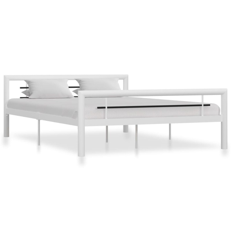 vidaXL Estructura de cama de metal blanco y negro 140x200 cm