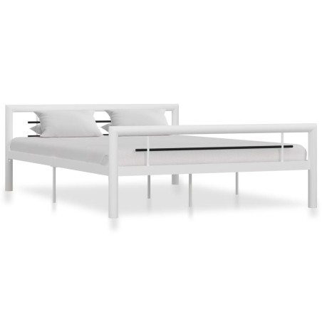 vidaXL Estructura de cama de metal blanco y negro 140x200 cm