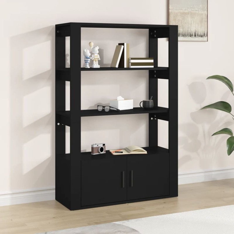 vidaXL Aparador de madera contrachapada negro 80x30x119,5 cm vidaXL Aparador de madera contrachapada negro 80x30x119,5 cm