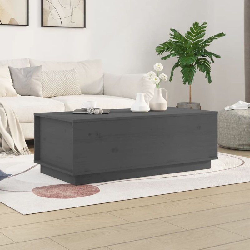 vidaXL Mesa de centro de madera maciza de pino gris 100x50x35 cm vidaXL Mesa de centro de madera maciza de pino gris 100x50x35 cm