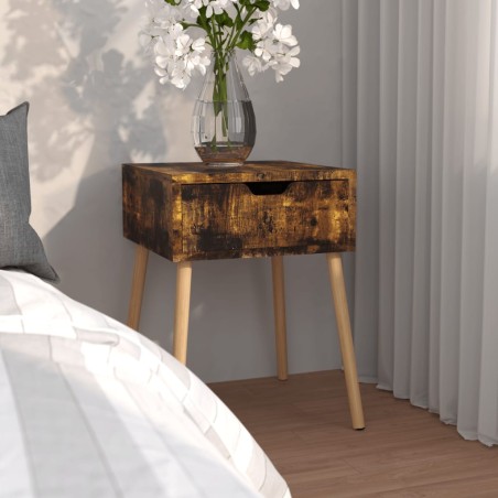 vidaXL Mesita de noche madera de ingeniería roble ahumado 40x40x56 cm
