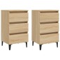 vidaXL Mesitas de noche 2 uds patas de metal roble Sonoma 40x35x69 cm vidaXL Mesitas de noche 2 uds patas de metal roble Sonoma 40x35x69 cm