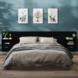 vidaXL Mesitas de noche de pared 2 unidades negras