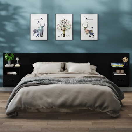 vidaXL Mesitas de noche de pared 2 unidades negras