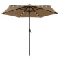 vidaXL Sombrilla con luces LED y palo de aluminio gris taupe 270 cm vidaXL Sombrilla con luces LED y palo de aluminio gris taupe 270 cm