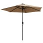 vidaXL Sombrilla con luces LED y palo de aluminio gris taupe 270 cm vidaXL Sombrilla con luces LED y palo de aluminio gris taupe 270 cm