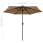 vidaXL Sombrilla con luces LED y palo de aluminio gris taupe 270 cm vidaXL Sombrilla con luces LED y palo de aluminio gris taupe 270 cm