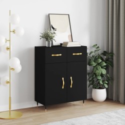 vidaXL Aparador de madera de ingeniería negro 69,5x34x90 cm