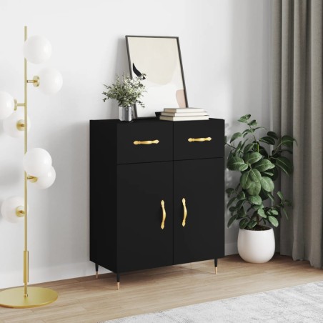 vidaXL Aparador de madera de ingeniería negro 69,5x34x90 cm
