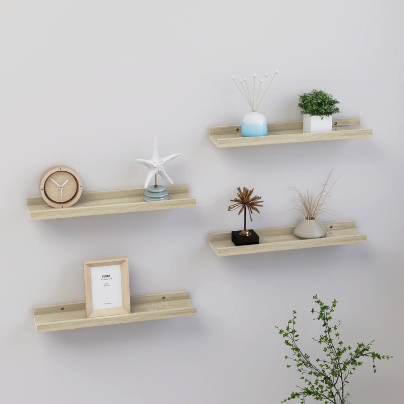 vidaXL Estantes de pared 4 unidades roble Sonoma 40x9x3 cm vidaXL Estantes de pared 4 unidades roble Sonoma 40x9x3 cm